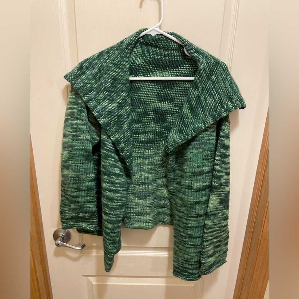 Homemade green hand knit sweater